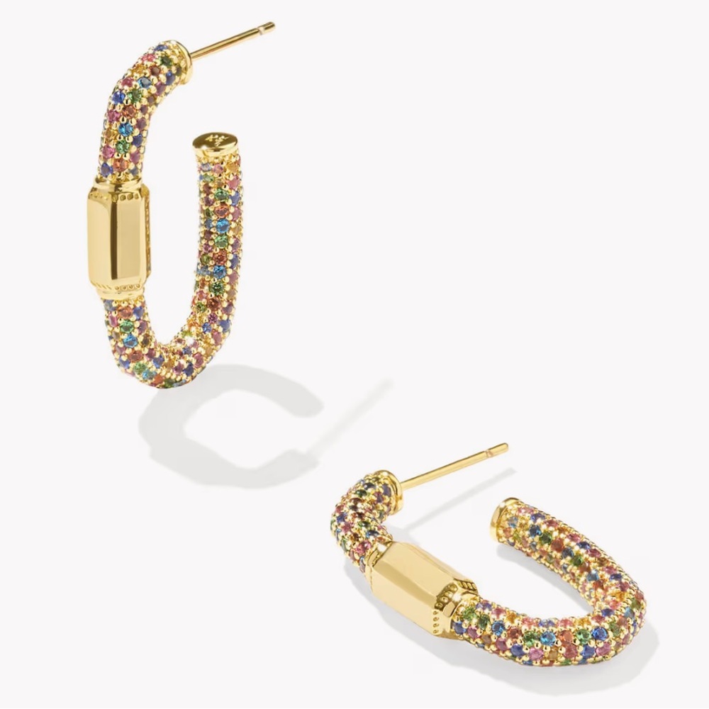 NEW!! Kendra Scott Emery Gold Hoop Earrings in Multi Mix